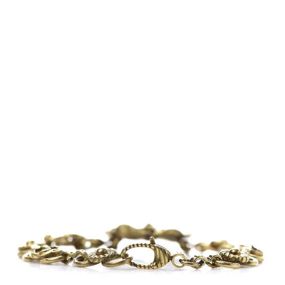 Gucci Metal Floral Bracelet in Aged Gold NEW IN BOX - Picture 2 of 8